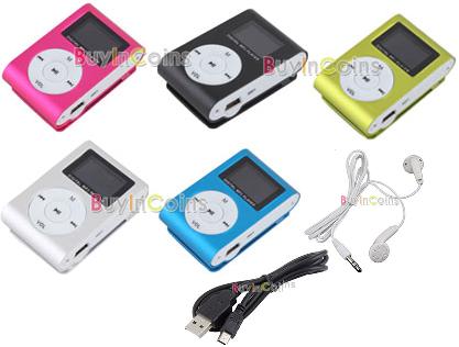 Metal Clip Digital MP3 Player FM Radio LCD Screen for 2/4/8/16GB TF Card 5 Color